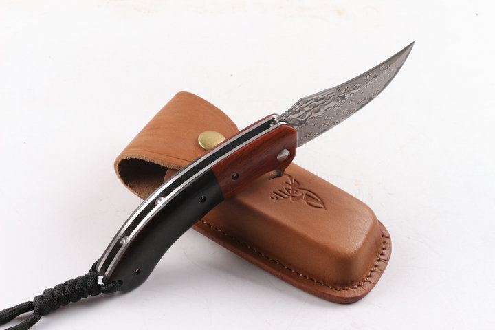 Mild Deer VG10 Damascus folding knife with ebony handle UD404894